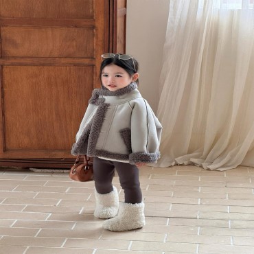 포린그레이양털무스탕코트