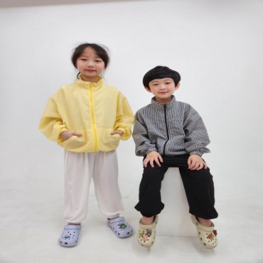 지지미체크바람막이점퍼