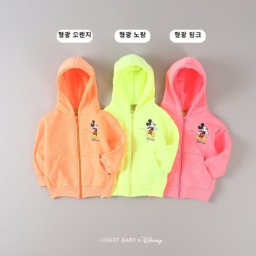 (정품)기모형광미키후드점퍼