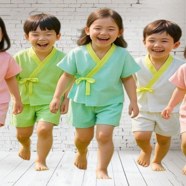 밝은반팔한복