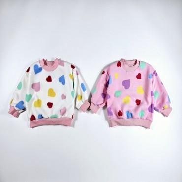 후리스색동하트맨투맨